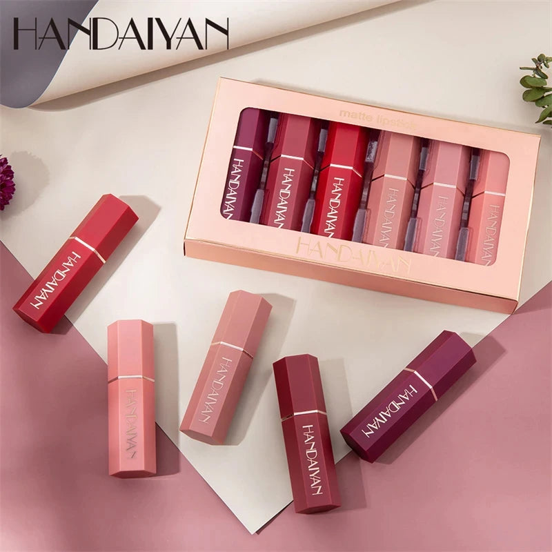 The Velvet Nude Lip Kit, 6 Shades of Creamy, Long-Lasting Color